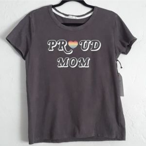 Proud Mom Rainbow Heart Tee Shirt